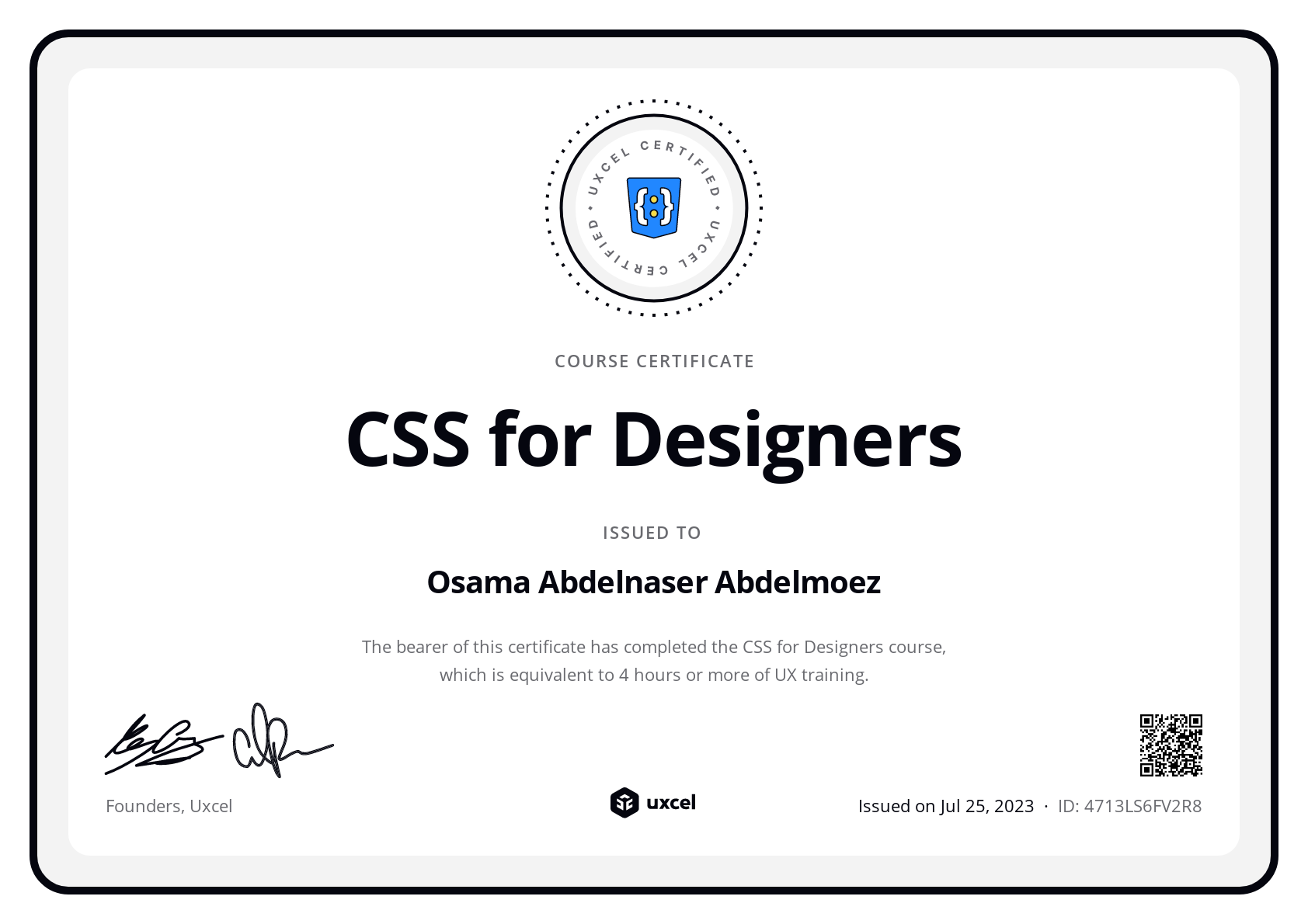 Osama Abdelnaser's certificate